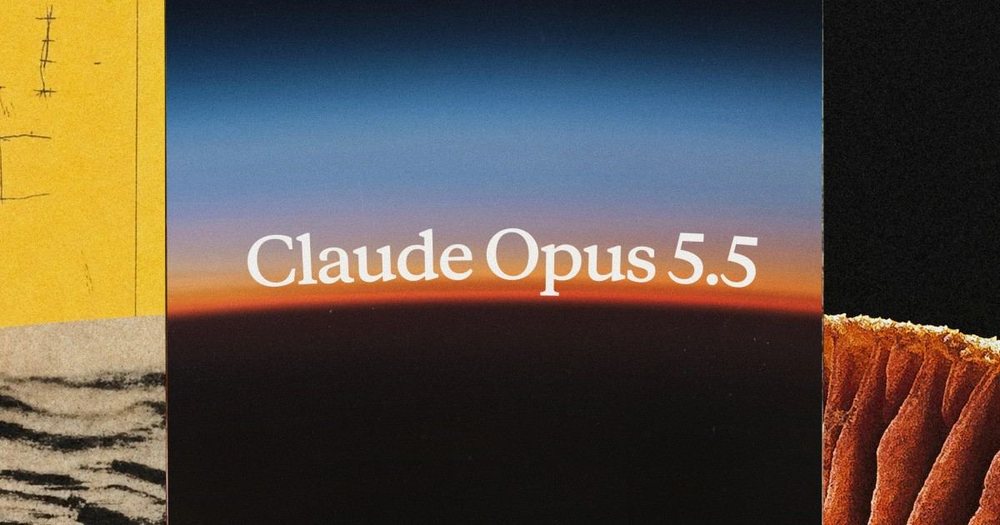 Anthropic's Claude Opus 5.5 announcement image, the name over a horizon at dusk