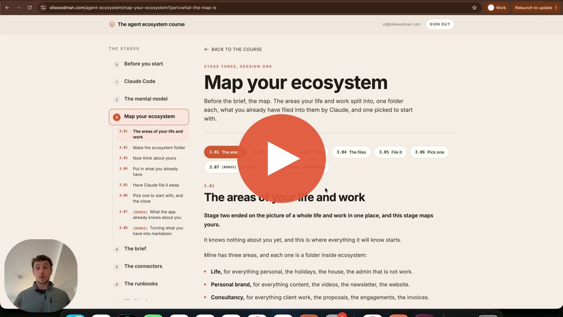 Part four of the agent ecosystem course, map your ecosystem, and a play button